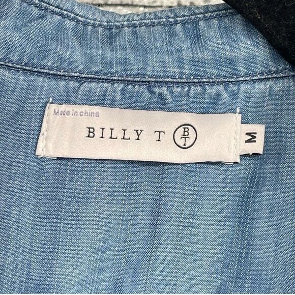 Billy T Blue Lyocell Chambray Hi-Low Button Front Boho Denim Dress Medium - Picture 7 of 15